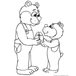 Dibujo para colorear Dibujo De Papa Oso Dando Un Regalito A Su Hijo Osito Para Pintar Y Colorear