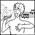 Dibujo para colorear Dibujo De Hombre Cantando En La Ducha Para Pintar Y Colorear