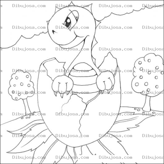 Dibujo para colorear Dibujo De Dinosaurio Reciennacido Saliendo Del Cascaron Para Pintar Y Colorear