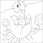 Dibujo para colorear Dibujo De Dinosaurio Reciennacido Saliendo Del Cascaron Para Pintar Y Colorear