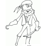 Dibujo para colorear Dibujo De Un Pirata Con Pata De Palo Garfio Y Espada Para Pintar Y Colorear