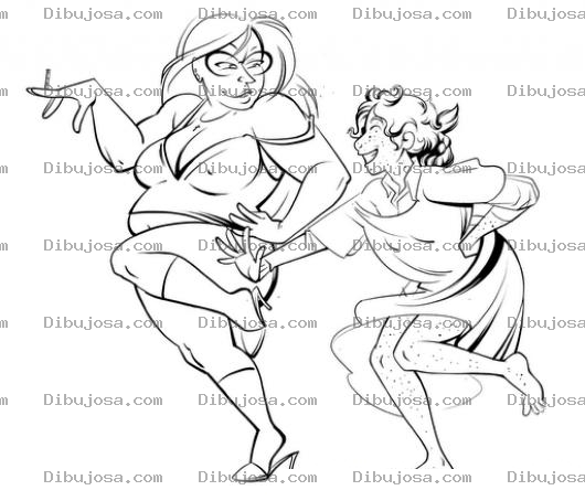 Dibujo para colorear Carrera De Mujeres Dibujo De Mujeres Correidno Para Pintar Y Colorear