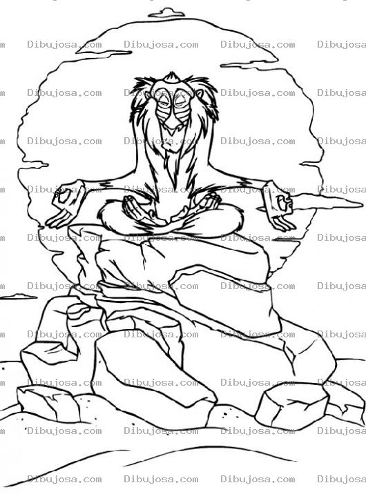 Dibujo para colorear Colorear mono del Rey Leon haciendo yoga