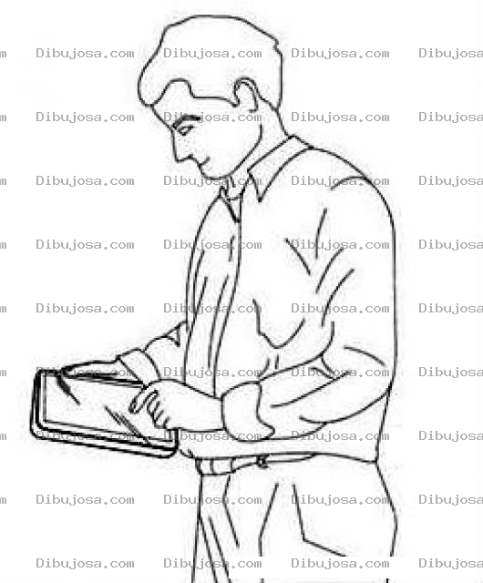 Dibujo para colorear Hombre Con Ipad Dibujo De Un Hombre Con Una Tablet Para Pintar Y Colorear Hombreconipad