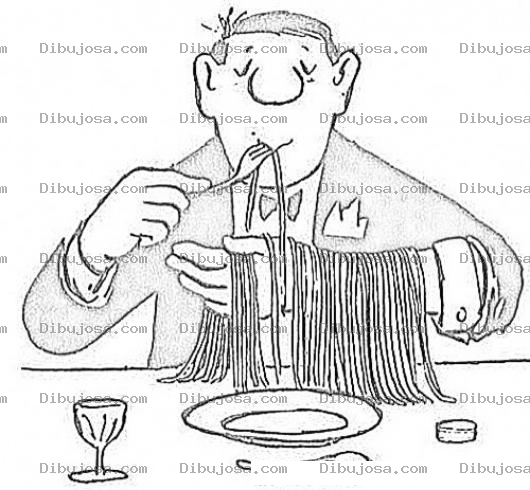 Dibujo para colorear Dibujo De Hombre Cominedo Espagetti Ortodoxamente Para Pintar Y Colorear Comenzal Ortodoxo