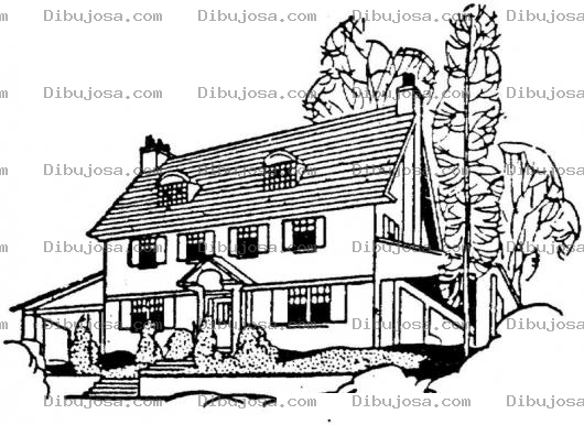 Dibujo para colorear Casacanadiense Dibujo De Una Casa Tipo Canadiense De Tres Niveles Para Pintar Y Colorear