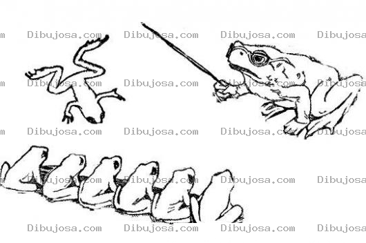Dibujo para colorear Escueladeranas Dibujo De Una Escuela De Ranas Para Pintar Y Colorear Rana Llegando Tarde A Clases