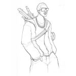 Dibujo para colorear Hombre Con Armas En La Espalada Para Pintar Y Colorear
