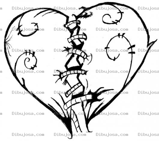 Dibujo para colorear Dibujo De Un Corazon Remendado Para Pintar Y Colorear