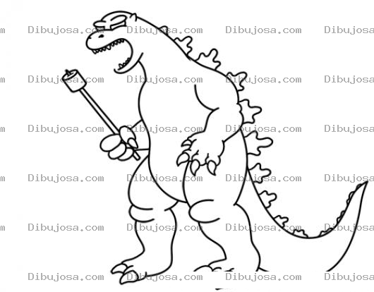 Dibujo para colorear Dinosaurio Con Mashwmellow Para Pintar Y Colorear