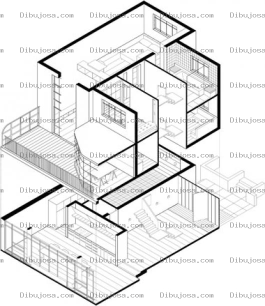 Dibujo para colorear Casa3d Dibujo De Planos 3d De Una Casa De Dos Niveles Para Pintar Y Colorear Rendering De Una Casa Tridimencional Planos3d Casa En 3 Dimensiones