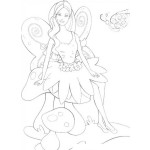 Dibujo para colorear Barbie con alas de mariposa