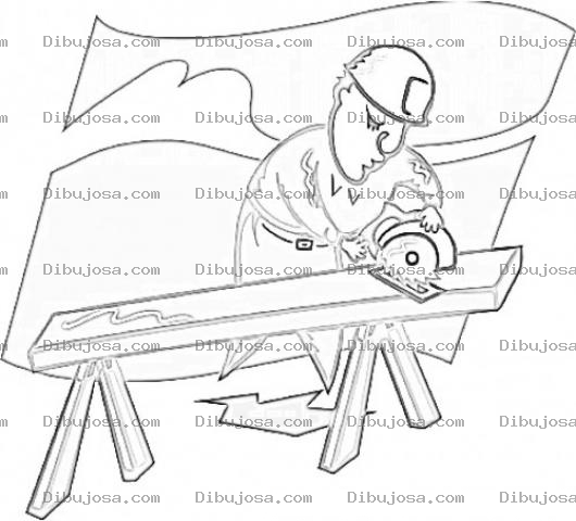 Dibujo para colorear Dibujo De Carpintero Con Sierra De Disco Para Pintar Y Colorear