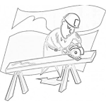 Dibujo para colorear Dibujo De Carpintero Con Sierra De Disco Para Pintar Y Colorear