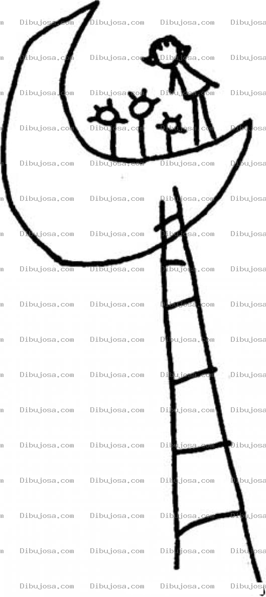 Dibujo para colorear Escalera Hacia La Luna Para Pintar Y Colorear