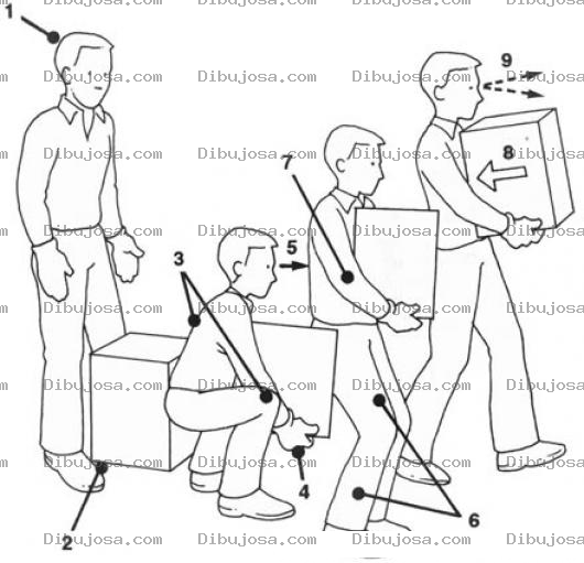 Dibujo para colorear Como Levantar Una Caja Sin Lastimar La Espalda Dibujo De La Forma Correcta De Levantar Un Objeto Pesado Sin Arreisgar La Parte Lumbar Del Cuerpo