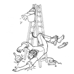 Dibujo para colorear Accidente En Escalera Dibujo De Pintor Cayendose De Una Escalera Para Pintar Y Colorear Caida De Pintor