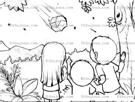 Dibujo para colorear Meteorito Dibujo De Un Meteorito Cayendo Del Cielo Para Pintar Y Colorear BaktunXIII En Guatemala