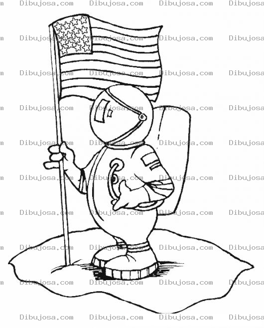 Dibujo para colorear Astronauta De La Nasa Dibujo De Astronauta Con La Bandera De Estados Unidos Para Pintar Y Colorear Astronautagringo