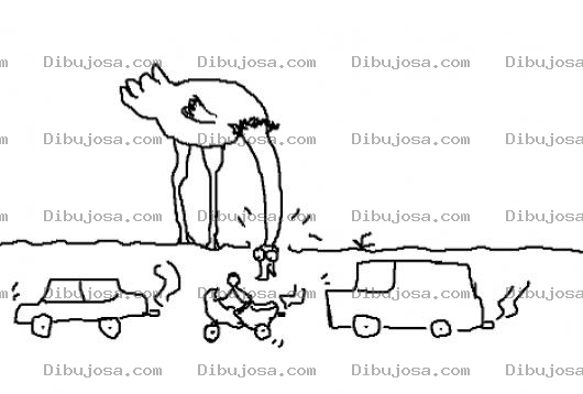 Dibujo para colorear Dibujo De Avestruz Con La Cabeza En El Suelo Viendo Automoviles Bajo La Tierra
