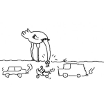 Dibujo para colorear Dibujo De Avestruz Con La Cabeza En El Suelo Viendo Automoviles Bajo La Tierra