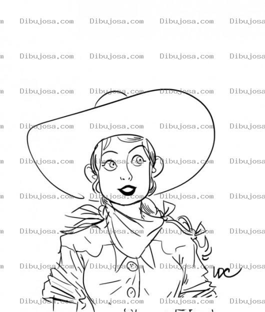 Dibujo para colorear Vaquerabonita Dibujo De Una Mujer Vaquera Bonita Para Pintar Y Colorear