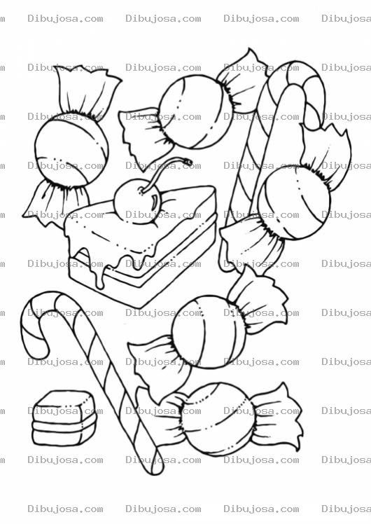 Dibujo para colorear Colorear pastelito y dulces