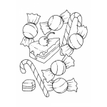 Dibujo para colorear Colorear pastelito y dulces