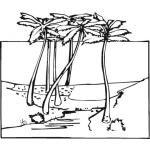Dibujo para colorear Paisajes Dibujo De Un Paisaje Con 6 Palmeras Para Pintar Y Colorear Cocales