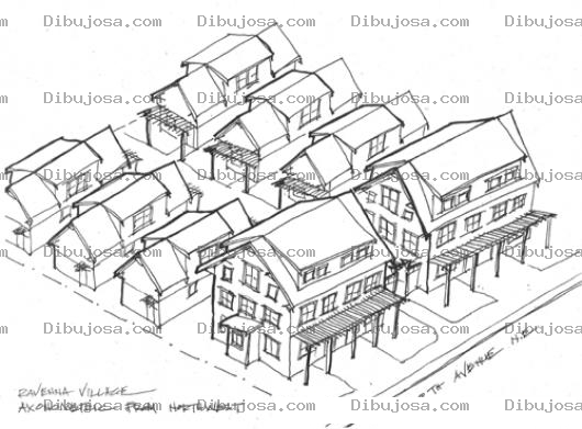 Dibujo para colorear Viviendas Dibujo De Casas Residenciales En Un Condominio Para Pintar Y Colorear Colonia Residencial