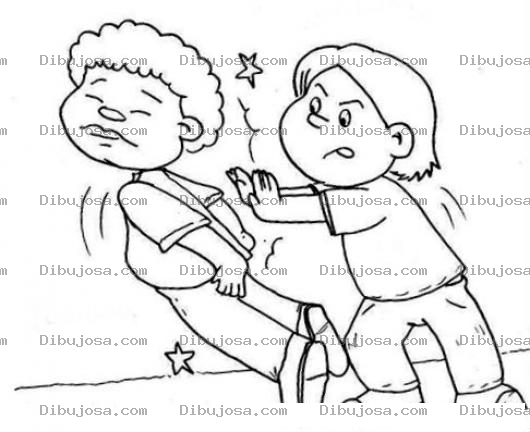 Dibujo para colorear Empujon Dibujo De Un Nino Empujando A Otro Nino Para Pintar Y Colorear Empujador Abusivo