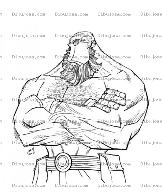 Dibujo para colorear Dibujo De Guardaespaldas Musculoso Cara De Simio Para Pintar Y Colorear