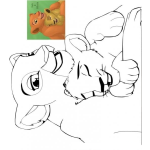 Dibujo para colorear Colorear Leona y cachorro Nala y Mheetu del rey leon