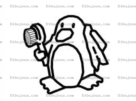 Dibujo para colorear Pinguinoaseado Dibujo De Pinguino Aseado Pulcro Y Limpio Con Implementos De Ducha Para Colorear