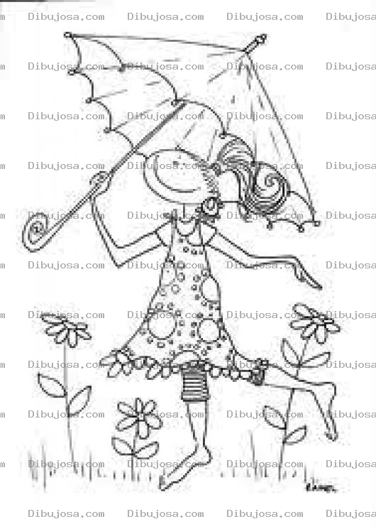 Dibujo para colorear Zipotia Con Sombrilla Para Colorear