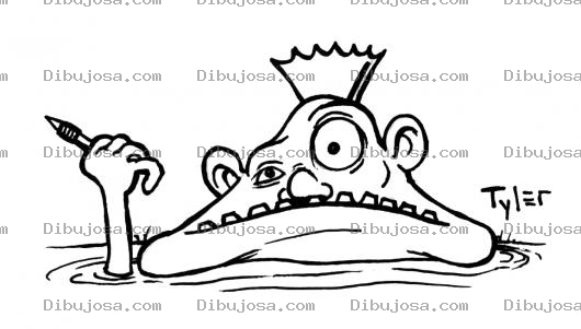 Dibujo para colorear Dibujo De Un Escritor Ahogandose Con Un Lapicero En Mano