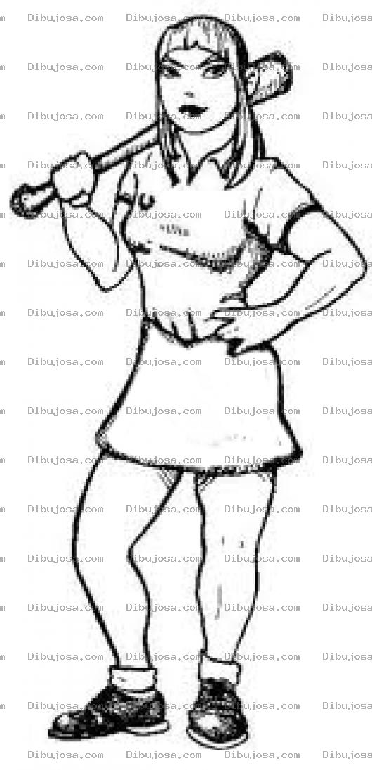 Dibujo para colorear Bateadora Dibujo De Mujer Pelotera Para Pintar Y Colorear Xhica Beisbolista Con Un Bate De Baseball Femenino