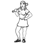 Dibujo para colorear Bateadora Dibujo De Mujer Pelotera Para Pintar Y Colorear Xhica Beisbolista Con Un Bate De Baseball Femenino