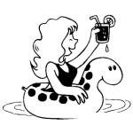 Dibujo para colorear Dibujo De Mujer Con Un Salvavidas En Un Piscina Para Pintar Y Colorear