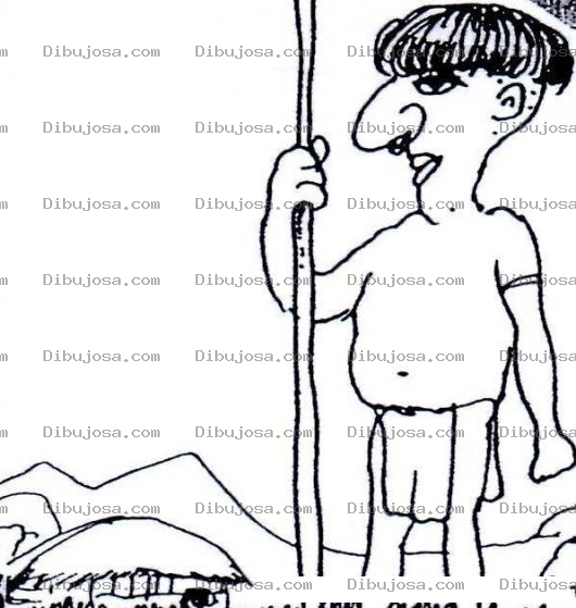 Dibujo para colorear Dibujo De Un Aborigen Con Su Choza Al Fondo Para Pintar Y Colorear
