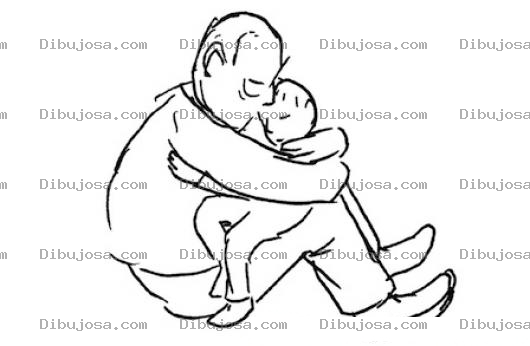 Dibujo para colorear Dibujo De Papa Abrazando A Su Hijo Para Pintar Y Colorear Papa Tierno Y Amoroso