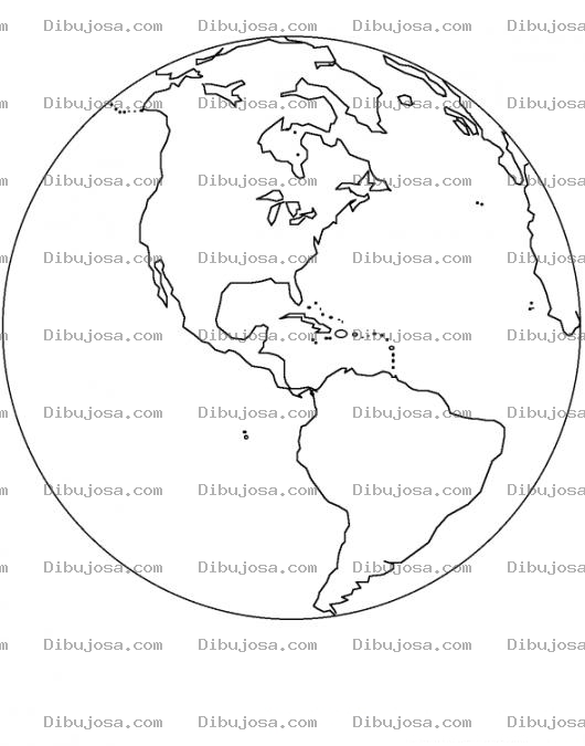 Dibujo para colorear Dibujodelmundo Para Pintar Y Colorear El Planeta Tierra Con Mapa De America
