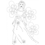 Dibujo para colorear Barbi en vestido de gala