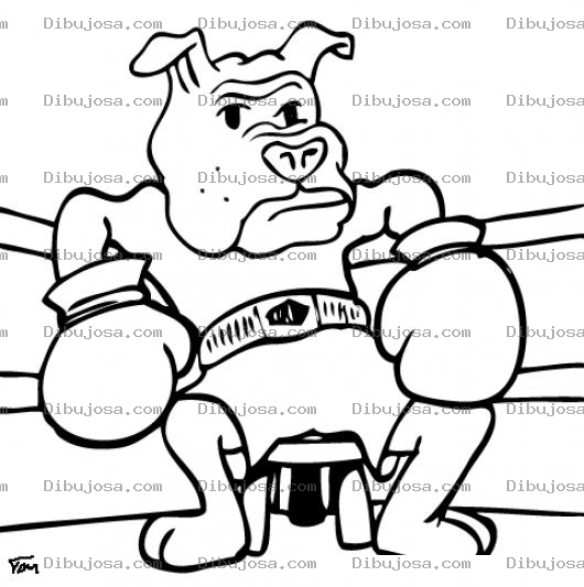 Dibujo para colorear Perroboxer Dibujo De Perro Boxeador Para Pintar Y Colorear Perro Bulldog Con Guantes De Box
