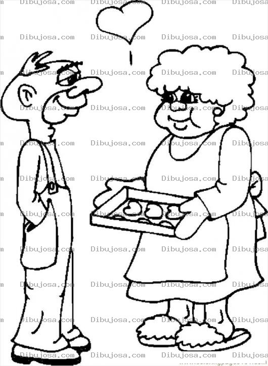 Dibujo para colorear Abuelitaenamorada Dibujo De Abuelita Enamorada Del Abuelito Para Pintar Y Colorear Viejitos Enamorados