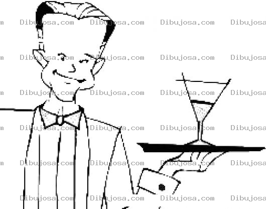 Dibujo para colorear Mesero Con Copa De Vino Para Colorear