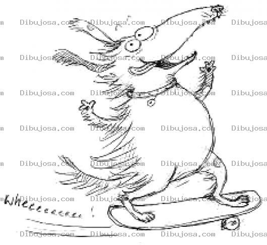 Dibujo para colorear Perro En Patineta Para Colorear