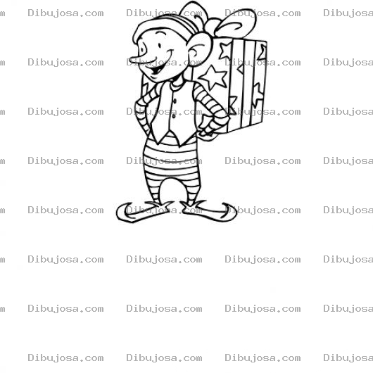Dibujo para colorear Dibujo De Duendecito Con Regalo Para Pintar Y Colorear Duende De Navidad