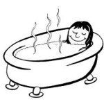 Dibujo para colorear Dibujo De Muner Tomando Un Bano De Agua Tibia En Una Tina Para Colorear