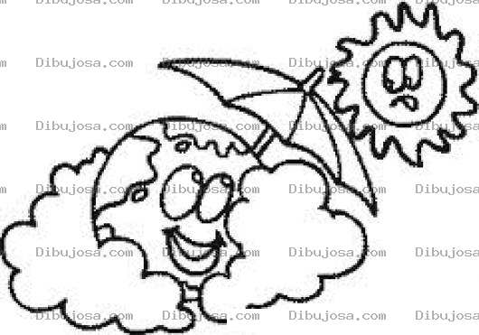 Dibujo para colorear Calentamientoglobal Dibujo Del Planeta Tierra Cubriendoae Del Sol Con Una Sombrilla Para Colorear El Mundo Y El Sol